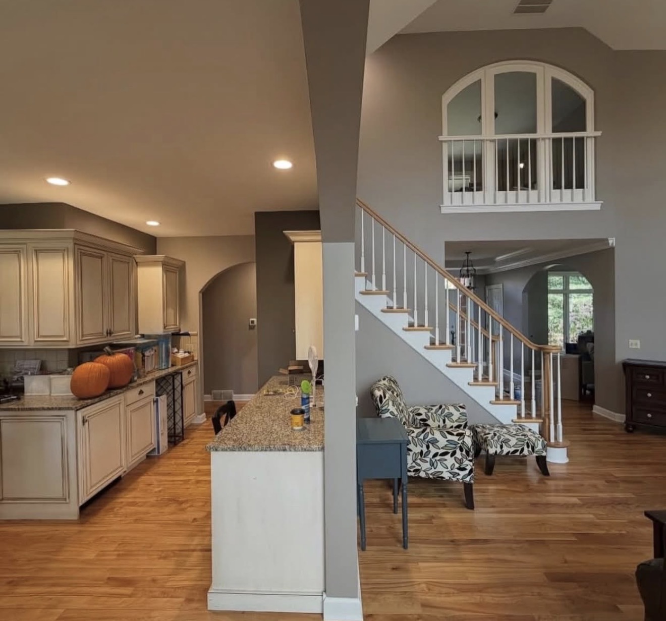 Residential interior kitchen and stairway painting