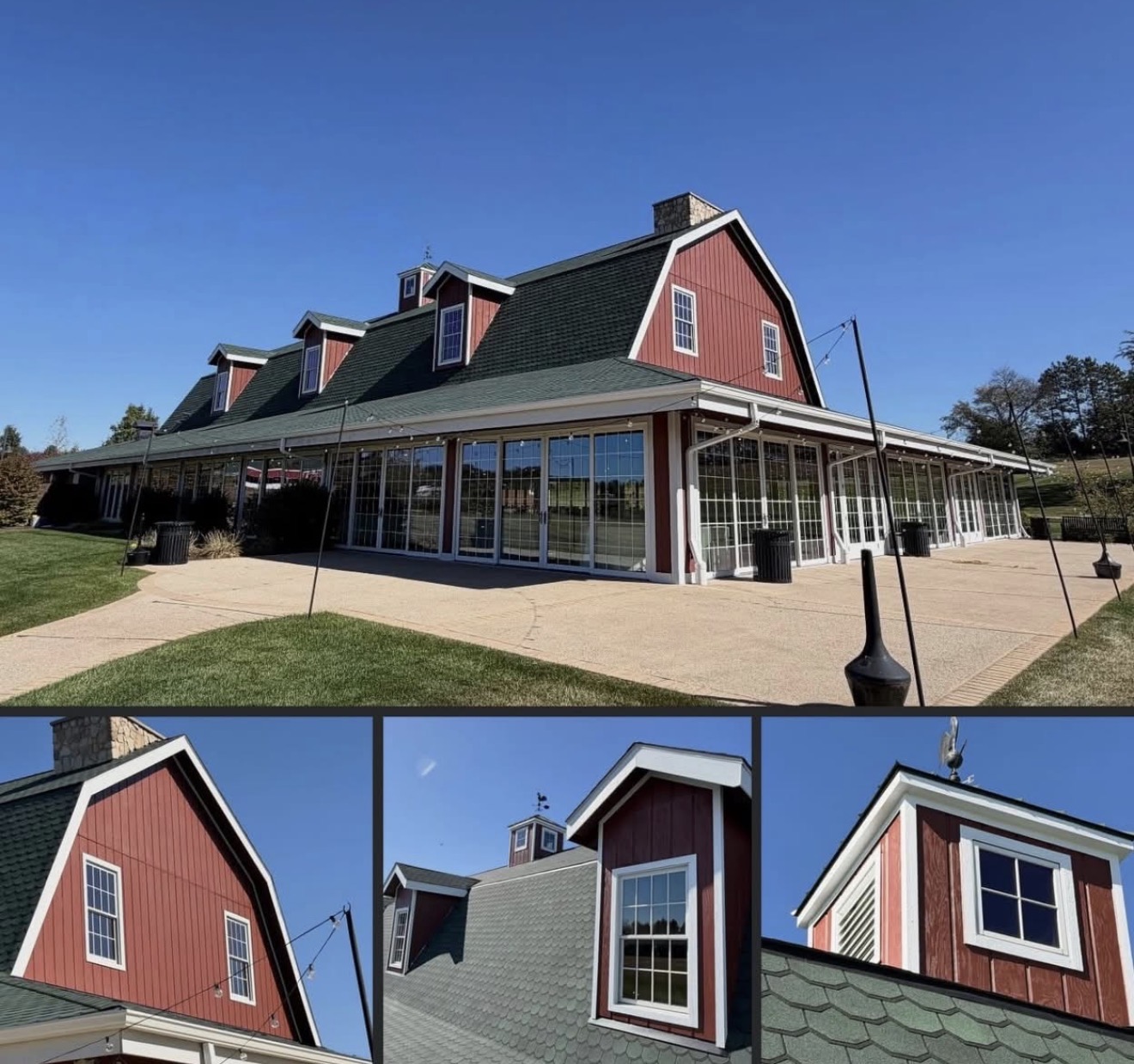 Commercial red barn venue exterior painting