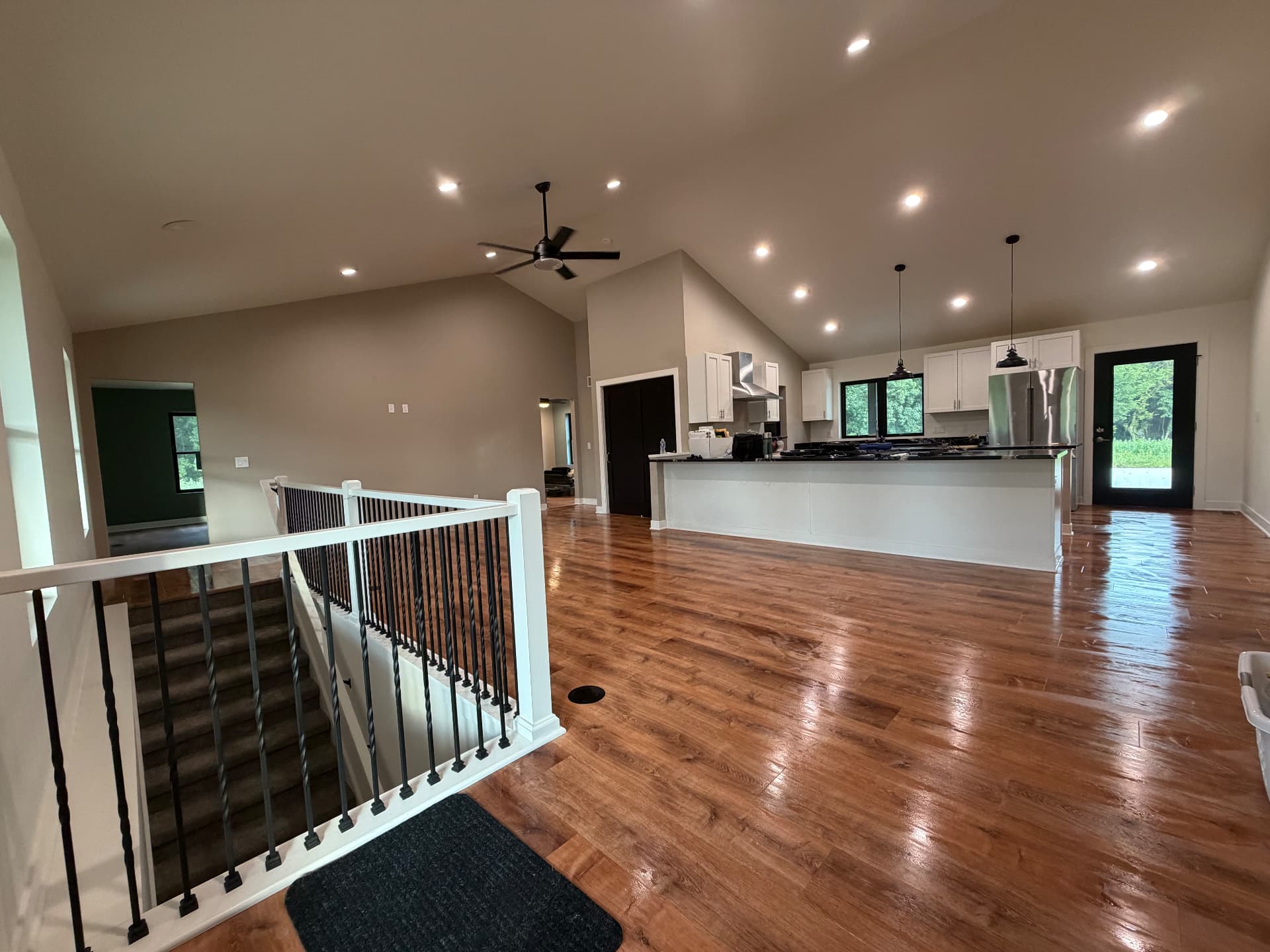 Freshly painted open concept new construction interior in Brooklyn, Wisconsin