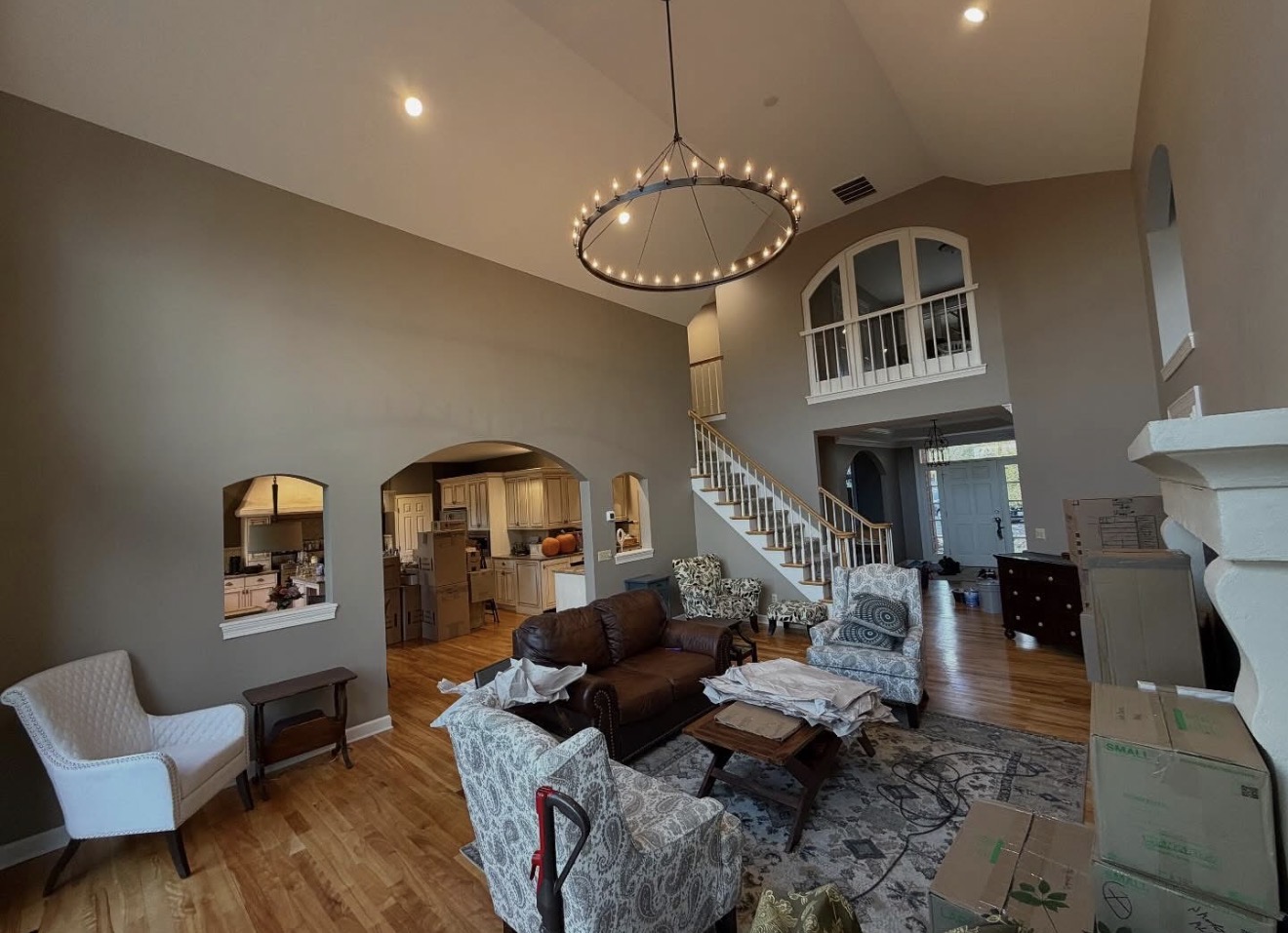 Vaulted residential great room interior repaint