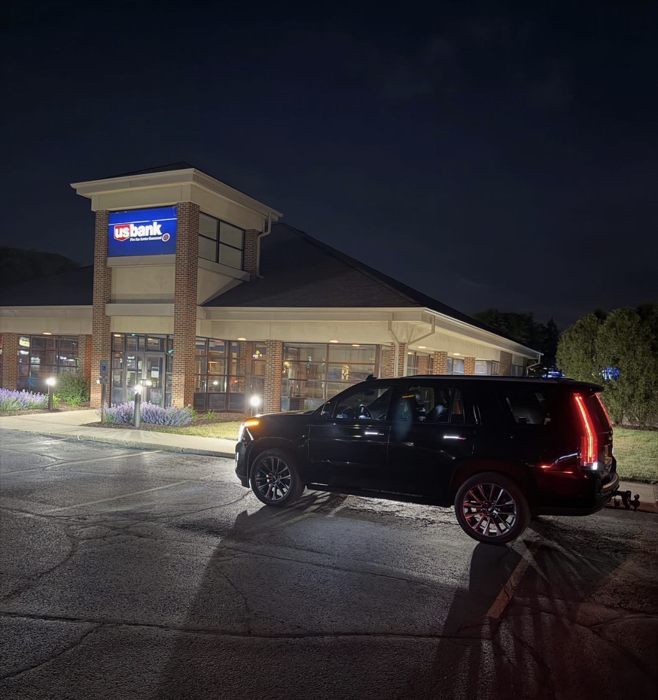 Commercial exterior painting at US Bank location